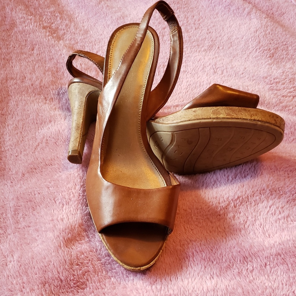 Tan 3 Inch Faux Cork Heels